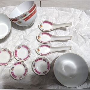 Vintage Bowel,Sauce Dish And Spoon Set